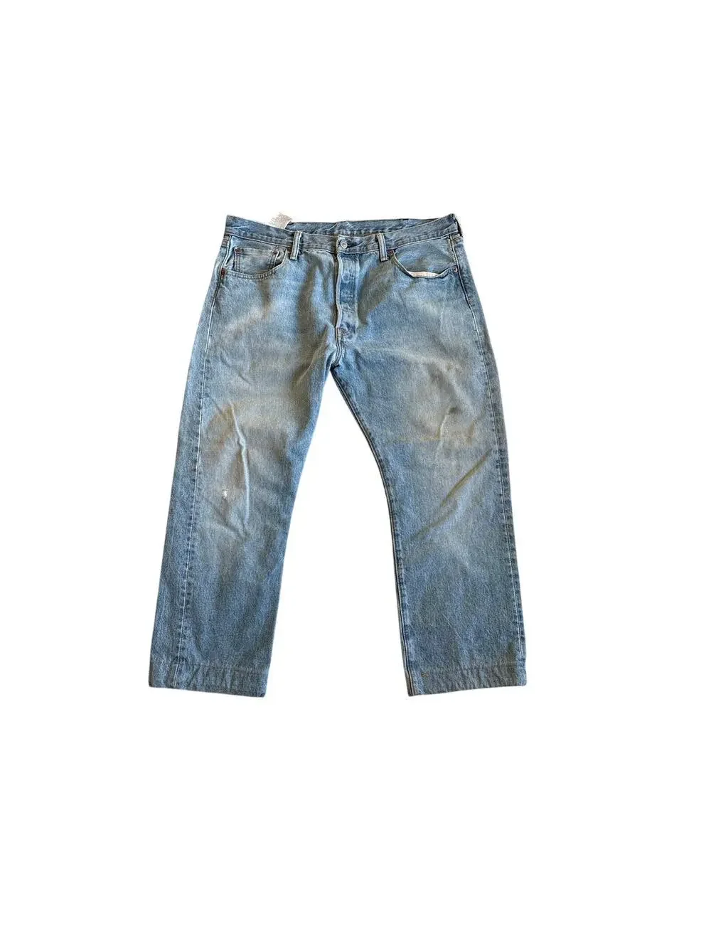 Levi's 501 Light Wash Straight Leg Jeans Men's W38 Hemmed Vintage Fade 2015